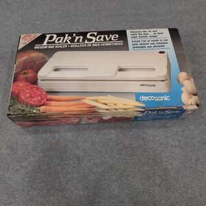 Decosonic Pak 'N Save Vacuum Sealer Bag Sealer Model 839 White Kitchen Food